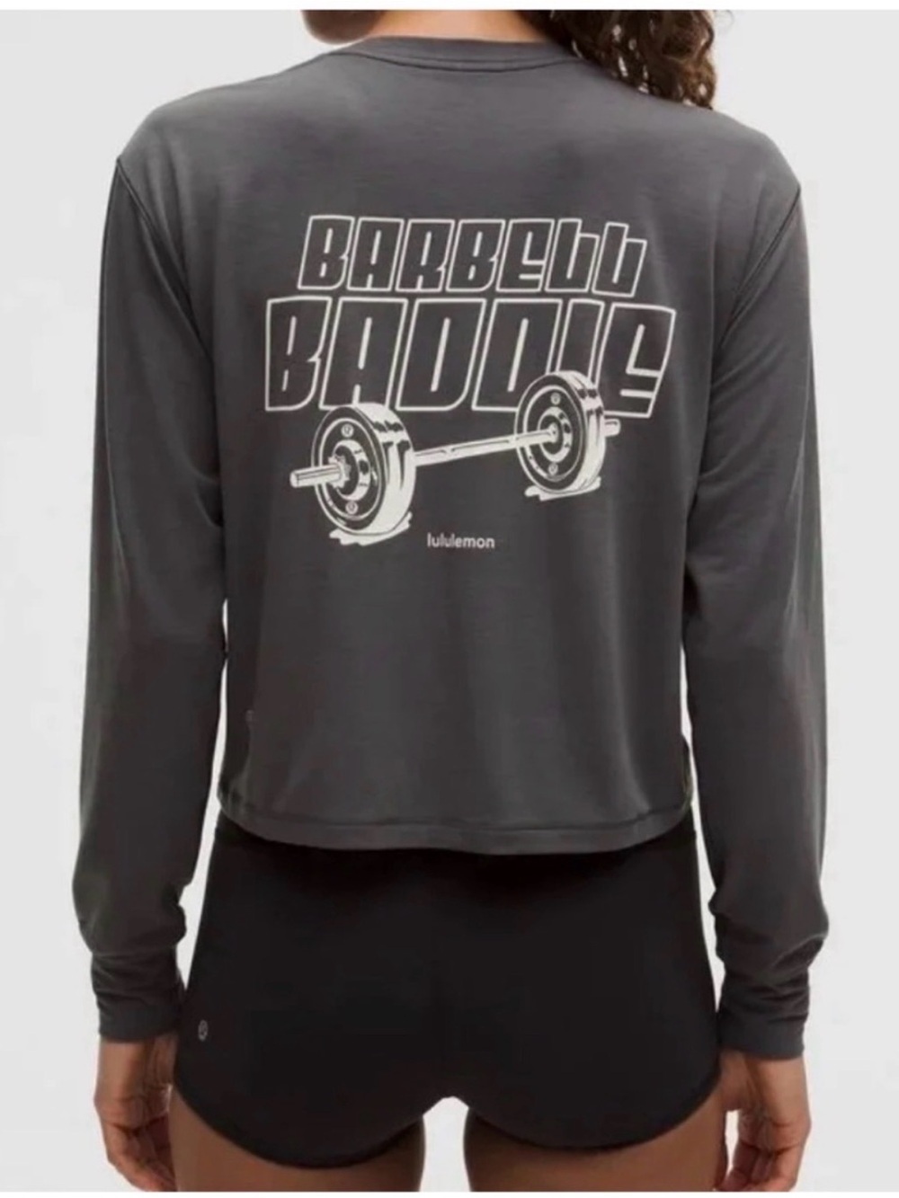 Lululemon Women’s Gray 'Barbell Baddie' Long Sleeve Tee size 6 NWT